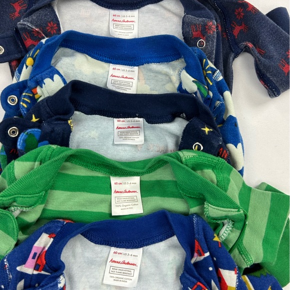 5 Piece Hanna Andersson Zip Up Sleeper Bundle Footless and Footsie 100% Organic - Picture 4 of 4